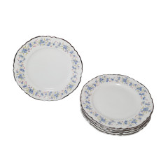 Hutschenreuther Bavaria Набор фарфоровых тарелок &quot;Незабудки&quot;, 5 шт х 15,5 x 2 см, Германия, 1960-70гг.