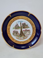 Limoges France Набор тарелок  темно-синий фарфор с рисунком и золотым декором, 11,5см / 8см / 6,5 см/ 5,5см, Франция, 1960-70гг.