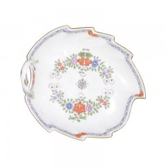 Meissen Meissen  'Neuer Ausschnitt - Indische Blumenmalerei zweiteilig bunt Kupferfarben mit Goldrand' Konfektblatt / Blattschale 19 cm Meissen &quot;New Section - Indian Flower Painting, из двух частей, разноцветный, медного цвета с золотой каймой&quot; кондитерск