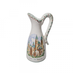 Ulmer Keramik Design Керамическая ваза-кувшин &quot;Шпайерский собор&quot;, ручная роспись, 12см x 6см, Германия, 1960-70гг.