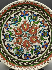 Тарелка декоративная винтажная с традиционным ярким узором, керамика, 22 см, Турция, 1970-80гг.