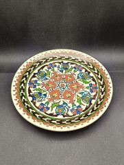 Тарелка декоративная винтажная с традиционным ярким узором, керамика, 22 см, Турция, 1970-80гг.