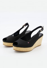 Tommy Hilfiger ICONIC ELBA SLING BACK WEDGE Platform sandals schwarz (15) ICONIC ELBA SLING BACK WEDGE Сандалии на платформе черный (15)