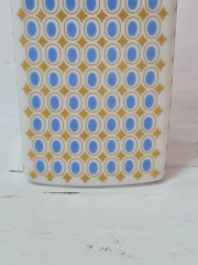 Ваза винтажная H&G Selb / Heirich Bavaria вытянутой формы, с необычным голубо-золотистым узором, фарфор, 23 см, Германия, 1960-70гг.