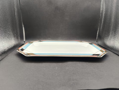 Поднос винтажный Schumann, с графичным декором в пастельных тонах и позолотой, фарфор, 33 х 22 см, Германия, 1970-80гг.