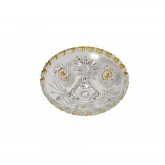 Тарелка винтажная хрустальная с желтым цветочным декором, 16,5 x 6,5 см, Германия, 1960-70гг.