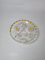 Тарелка винтажная хрустальная с желтым цветочным декором, 16,5 x 6,5 см, Германия, 1960-70гг.
