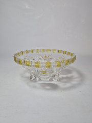 Тарелка винтажная хрустальная с желтым цветочным декором, 16,5 x 6,5 см, Германия, 1960-70гг.