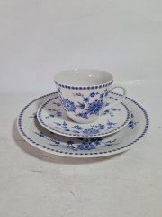 Чайное трио винтажное Seltmann Weiden Bavaria в бело-синих тонах, фарфор, Германия, 1960-70гг.