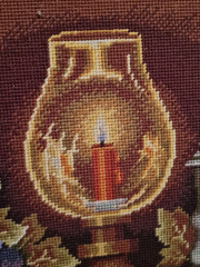 Картина винтажная "Натюрморт с фруктами и бокалами", гобелен, большой формат, 92 х 52 см, в дерев.раме, Германия, 1960-70гг.