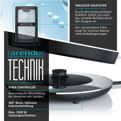 Arendo Arendo Wasserkocher, 1,7 l, 2200 W, Edelstahl, Retro Style Vintage, Uberhitzungs Trockenkochschutz, weiss Чайник Arendo, 1,7 л, 2200 Вт, нержавеющая сталь, винтажный стиль ретро, ??защита от перегрева и сухого кипения, белый