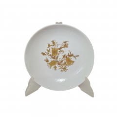 Тарелка винтажная Rosenthal, белый фарфор с золотым растительным рисунком, 18,5 x 4 см, Германия, 1960-70гг.