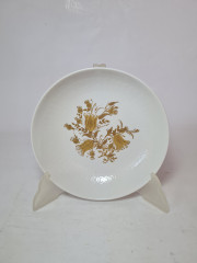 Тарелка винтажная Rosenthal, белый фарфор с золотым растительным рисунком, 18,5 x 4 см, Германия, 1960-70гг.