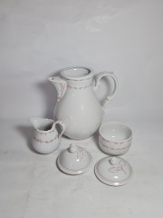 Набор для чая винтажный Bavaria, бело-красный декор, фарфор, Германия, 1960-70гг.