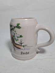 Немецкая пивная кружка винтажная Sb / F.Reimann &quot;Лиса с добычей&quot;, керамика, 0.4 л, 13 см, Германия, 1970-80гг.