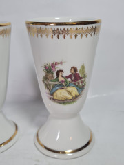 Бокалы винтажные Porcelaine De Luxe &quot;Влюбленная пара&quot;, фарфор, 2 шт., 14.5 см, Франция, 1960-70гг.