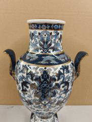 Ваза винтажная большая в итальянском стиле Im Stil AK Kaiser, в сине-золотых тонах, 36.5 х 22 см, Германия, 1950-80гг.