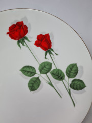 Mitterteich Bavaria Чайное трио &quot;Красные розы&quot; с позолоченным узором на белом фарфоре, Германия, 1960-70гг.