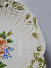 Bassano Italy im Still Круглое блюдо с фактурным краем &quot;Розы и незабудки&quot;, 25 x 7см, Италия, 1960-70гг.