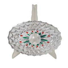 Тарелка винтажная с зелено-красным декором, 20 x 13 x 4,5 см, Германия, 1960-70гг.