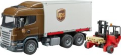 Bruder Scania R-Serie UPS Logistik-LKW m. Stap Логистический грузовик Scania R-series UPS со штабелем