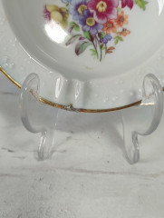 Пепельница винтажная Freiberger Porzellan / Коллекция Diamant, с цветочным декором, фарфор, 12.5 см, Германия, 1970-80гг.