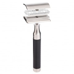 Muhle Rocca 3 tlg Rasierset Silberspitz, Griff Schwarz  Бритвенный набор Rocca из 3 предметов с серебряными наконечниками, черная ручка