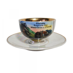 Кофейная пара винтажная Im Stil Bavaria &quot;Руины замка Альтенар&quot;, фарфор, Германия, 1970-80гг.