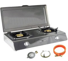 NJ The right choice NJ The right choice Gaskocher NSD-2C, (Gas Camping mit Zubehor), NSD-2C Edelstahl Camping Gaskocher 2 flammig mit Deckel Zundsicherung  NJ Правильный выбор газовая плита NSD-2C, (газовая походная с аксессуарами), походная газовая плита