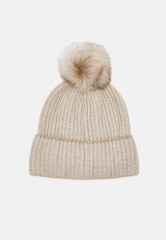 Tommy Hilfiger FESTIVE LUXE BEANIE POMPOM Beanie oat milk FESTIVE LUXE BEANIE POMPOM Шапочка овсяное молоко
