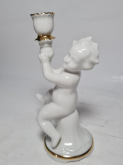 Подсвечник винтажный ARPO, в основании фигурка младенца, фарфор, 17 см, Румыния, 1960-70гг.