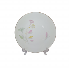 Тарелка винтажная Schonwald, белый фарфор с цветочным декором и позолоченным ободком, 25,5 x 2,5 см, Германия, 1960-70гг.