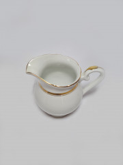 Молочник винтажный фарфоровый PMR Jaeger&amp;Co Bavaria, белый с золотым ободком, 10,5 x 13 см, Германия, 1960-70гг.