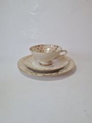 ELFENBEIN Чайное трио с обильной позолотой &quot;Золотая флора&quot;, Германия, 1960-70гг.