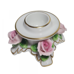 Подсвечник винтажный AK Kaiser &quot;Розы&quot; на ножках, фарфор, 5 см, Германия, 1960-70гг.