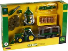 klein klein John Deere Traktor mit Anhanger und Pflug маленький трактор John Deere с прицепом и плугом