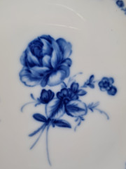 Набор винтажных фарфоровых тарелок Furstenberg, белый фарфор с синим цветочным декором, 6 шт х 18 x 2 см, Германия, 1960-70гг.