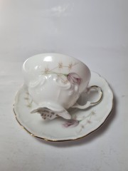 Edelstein Bavaria Винтажная чайная пара из фарфора класса премиум &quot;Бутоны&quot; с позолоченной ручкой, Германия, 1960-70гг.