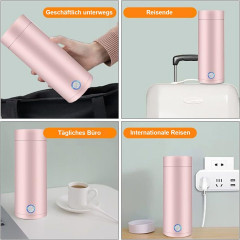 Yoyaxi Yoyaxi Reise-Wasserkocher Tragbarer Wasserkocher, Reisen, 400-ml-Thermobecher-Heisswasser-Tee-Kaffee-Heizgerat Rosa Дорожный чайник Yoyaxi, портативный чайник для путешествий, 400 мл, термокружка, нагреватель для горячей воды, чая, кофе