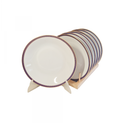 Набор тарелок винтажных PMR Jager &amp; Co Bavaria, белый фарфор с золотисто-голубым узором, 7 шт х 23 x 4 см, Германия, 1960-70гг.