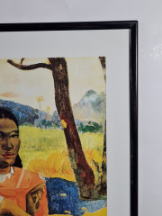 Картина винтажная / Репродукция Поль Гоген &quot;Когда свадьба? (1892 г)&quot;, в раме, под стеклом, 50 х 40 см, Германия, 1980-90гг.