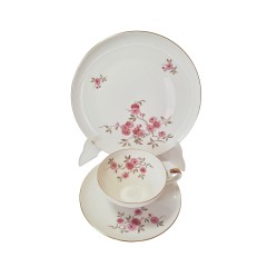 Чайное трио Alka Bavaria &quot;Красные пионы&quot;, позолота, ручная роспись, Германия, 1960-70гг.