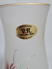 Ваза винтажная Creazioni V.R. с пастельными цветами, матовое стекло, 17.5 см, Италия, 1960-70гг.