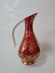 Flankenhammer Fless Bavaria Винтажная Ваза-кувшин с гербом и обильной позолотой &quot;Ленггрис&quot;, 14см х 9см, Германия, 1950-60гг.