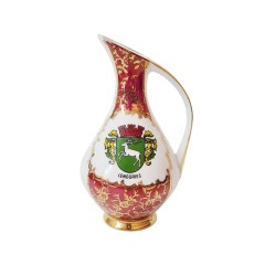 Flankenhammer Fless Bavaria Винтажная Ваза-кувшин с гербом и обильной позолотой &quot;Ленггрис&quot;, 14см х 9см, Германия, 1950-60гг.