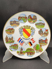 Тарелка декоративная винтажная Wundsiedel Bavaria &quot;Города Земли Баден-Вюртемберг&quot;, сувенирная, фарфор, 19 см, Германия, 1970-80гг.
