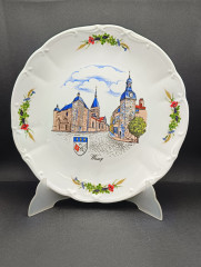 Тарелка декоративная винтажная Sarreguemines / Anne Ehret Ranrupt &quot;Васси&quot;, сувенирная, фарфор, 26 см, Франция, 1960-70гг.
