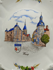 Тарелка декоративная винтажная Sarreguemines / Anne Ehret Ranrupt &quot;Васси&quot;, сувенирная, фарфор, 26 см, Франция, 1960-70гг.