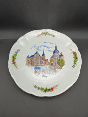 Тарелка декоративная винтажная Sarreguemines / Anne Ehret Ranrupt &quot;Васси&quot;, сувенирная, фарфор, 26 см, Франция, 1960-70гг.