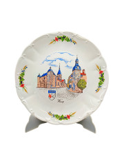 Тарелка декоративная винтажная Sarreguemines / Anne Ehret Ranrupt &quot;Васси&quot;, сувенирная, фарфор, 26 см, Франция, 1960-70гг.